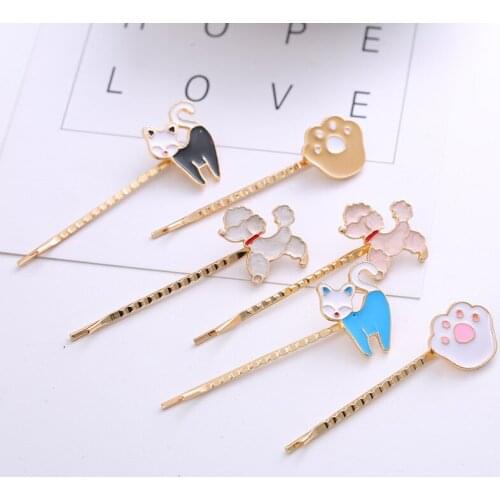 2 PCS New Cute Cartoon Animal Hairpin Puppy Cat Claw Girl Bangs Clip Side Clip Women Fashion Headdress Hair Accessories