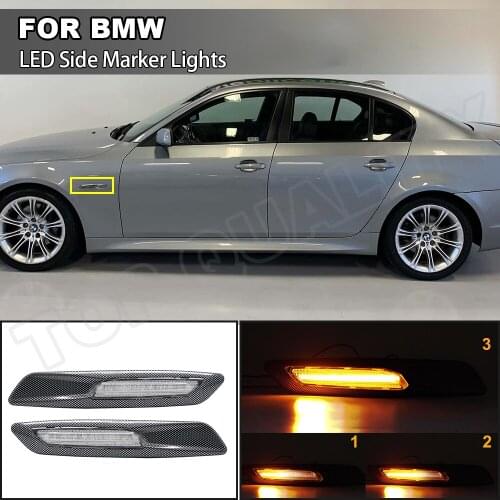 Error Free Dynamic Amber LED Side Marker Turn Signal Light Sequential Blinker Lamps For BMW E60 E61 E82 E88 E90 E91 E92 E93