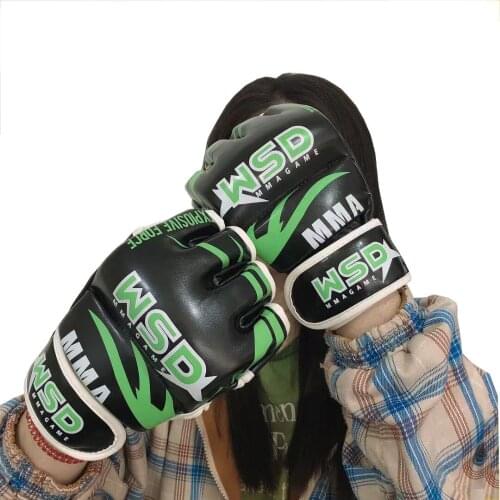 Half Finger MMA Gloves for Men PU Boxing Karate Muay Thai Free Fight Sanda Muay Thai Fighting Adult Kick Boxing Gift for Men