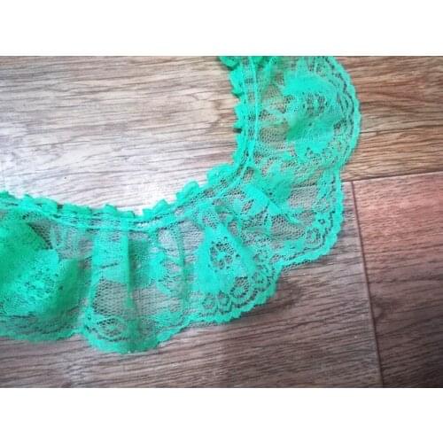 1Yard Pleated Dress 5.5cm Guipure green blue Pink Lace Fabric Flowers Trim Lace Ribbon For Craft Supplies Sewing koronka QT7A