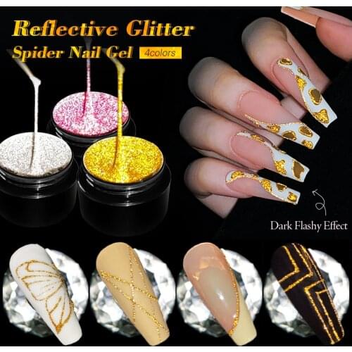BORN PRETTY 5g Reflective Glitter Spider Nail Gel Polish Gold Silver Nail Art Sparkling Effect Soak Off UV Gel Varnish
