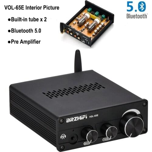 Hifivv 6J5 Valve Tube Preamp Bluetooth 5.0 Wireless Stereo Audio Headphone Preamplifier Treble Bass Tone Board Double Op Amp