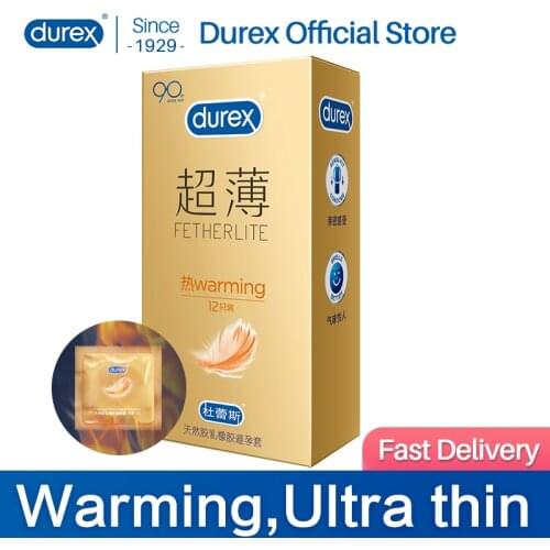 Durex Condoms Heat Ultra Thin Natural Latex Penis Cock Sleeve Pleasures Thermal Extra Lubricated Condom Sex Toys For Men