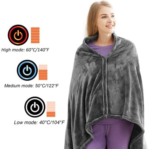 USB Electric Heated Blanket Coral Fleece Soft Washable Heating Shawl Thermal Scarf Winter Warm Shoulder Pad Cushion Mat Hot