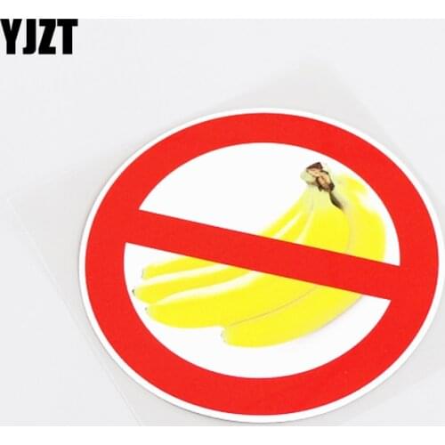 YJZT 12CM*12CM For High-quality Warning Mark No Banana PVC Waterproof Decal Car Sticker 13-0350