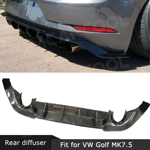 Carbon Fiber Rear Lip Diffuser Spoiler For VW Golf 7.5 MK75 Standard And GTI 2017-2019 FRP Fin Shark Style Bumper Protector
