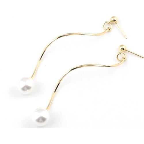 Fashion Women Simple Slender Thread Pearl Earrings Wild Long Tassel Earrings Gold Color Jewelry Gift Pendientes boucle d'oreille