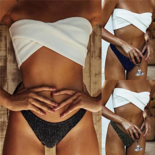 Women Split Body Swimsuit Flash Of Light Irregularity Bikini New Summer Women Solid Bikini push up padded swimwear swimsuit A1