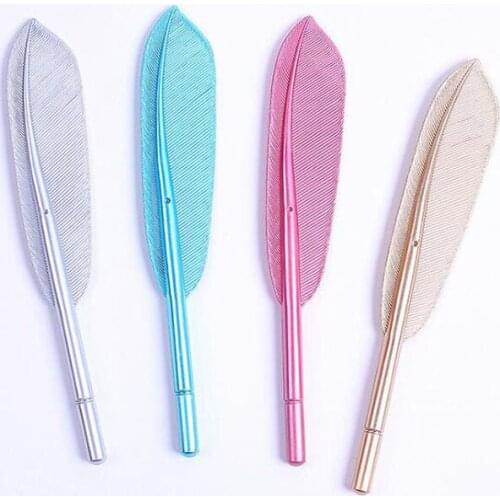 1pc Cute Feather Pen Cartoon Creative Office Stationery Black Ink Signature Pen Kawaii Feather Plastic Student Writing Gel Pen