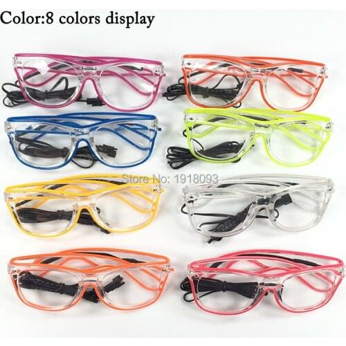 10Pieces Novelty Lighting Glasses EL Glasses EL Wire Glowing Product 10 Lighting Colors with DC-3V Sound activated Driver