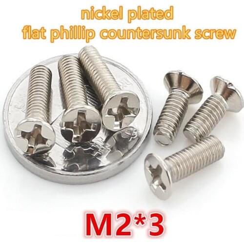 1000pcs m2*3 carbon steel with nickel plated phillip cross recessed head mini micro electronic screw machine screw