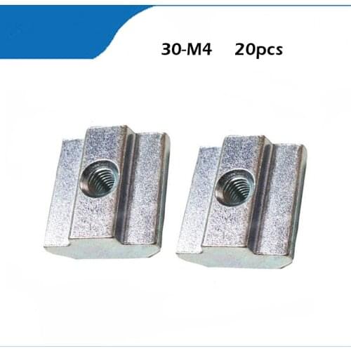 20pcs/lot T Sliding Nut Block Square nuts M4 for 3030 Aluminum Profile Slot Zinc Coated Plate Aluminum Connector Accessories