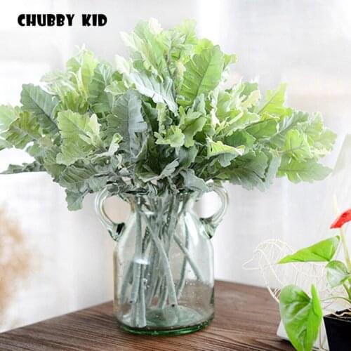20pcs) High simulation artificial plants Flocking senecio cineraria Diy Dusty Miller leaves Fake Centaurea cineraria wholesale