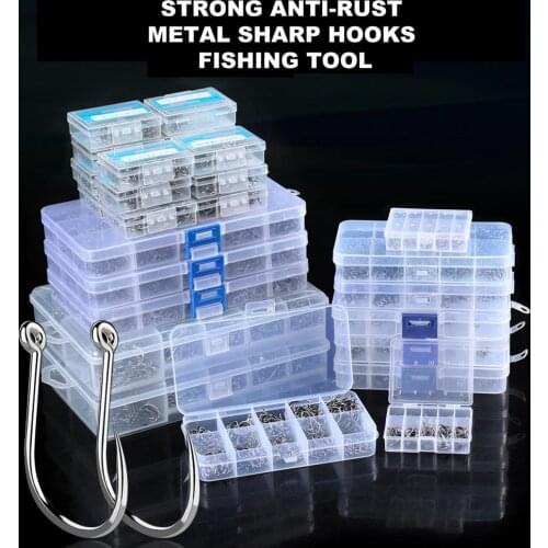 200-600pcs/Box Fishing Hooks Set Carbon Steel Single Circle Fishing Hooks Strong Metal Sharp Fish Circle Hooks Accessories hot