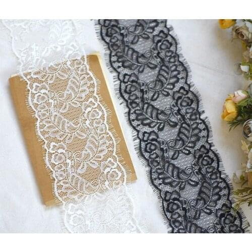 3m/lot Black White Eyelash Lace Fabric DIY Decorative Soft Nylon Eyelash Lace Trim Clothing Sewing Applique Fabric