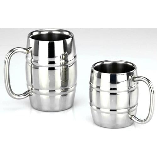 300/450ml Portable Stainless Steel Double-Layer Coffee Beer Mug Drinking Cup Western Camping Coffee or Tea Mug Outdoor with Hand