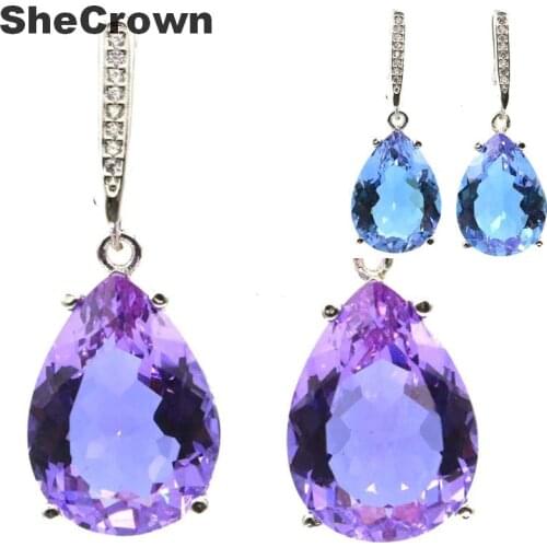 35x13mm Alexandrite Topaz 18x13mm Silver Earrings for Women Created Color Changing Fine Jewelry Pendant