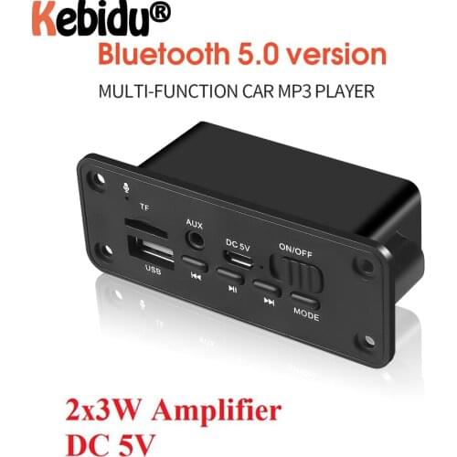 Car MP3 Player Bluetooth V5.0 MP3 Module Mp3 Decoder Board Handsfree 2X3W Speaker Car FM Radio Module TF USB AUX Audio DC 5V