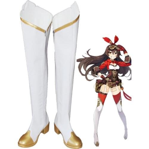Game Genshin Impact Cosplay Shoes Genshin Impact Amber Cosplay Boots Carnival Halloween Women Shoes Size 35-48