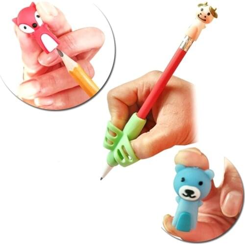Four Colors Mixed Set Pupils Cartoon Silicone Pencil Cap Pencil Topper Protection Anti-rolling Pencil Extender Pencil Feeder
