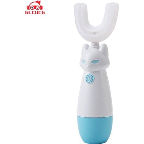 GLCUCG Childrens Smart Push-Button Sonic Electric Toothbrush Baby Child TrainingCleaning Cartoon AutomaticToothbrush with Mouth