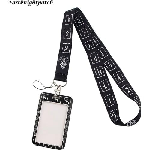 E2720 Viking Card Holder ID Holder Flower Woman Bus Card Holder Staff Card With Lanyard