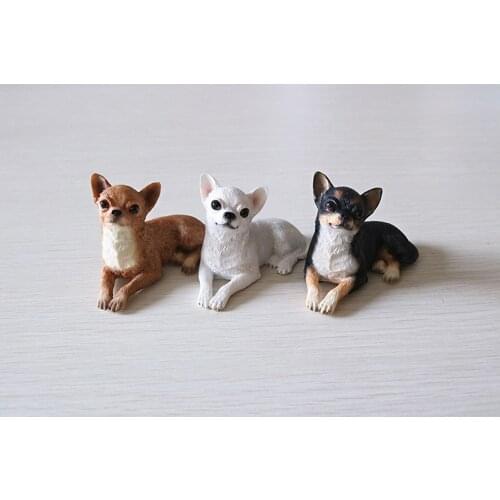 JJM 3pcs/set Cute Mini Chihuahua Dog Pet Figure Resin Car Decoration PVC Model Educational Adults Kids Gift Collector Toy