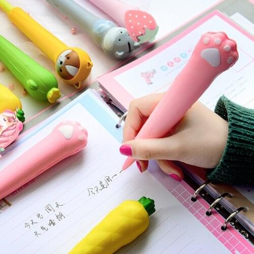 Kawaii Cute Gel Pen for School Student Office Stationery Supplies Memore Foam Pink Girl Vent Pinch Decompression Gel Pens Set