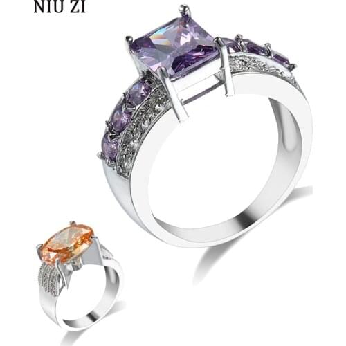 Retro Silver Color Rings For Women Inlaid Large Grain Crystal Luxury Chunky Rings Woman Engagement Wedding Fine Fashion Jewelry