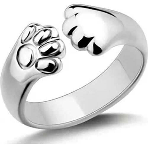 Milangirl Classical 4 Colors Cute Bear Paw Cat Claw Opening Adjustable Ring for Women Romantic Wedding Love Jewelry