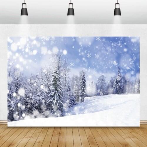 Dreamy Winter Forests Snow Snowflake Blue Sky Interior Home Decro Scenic Photozone Photophone Photo Backdrops Photo Background