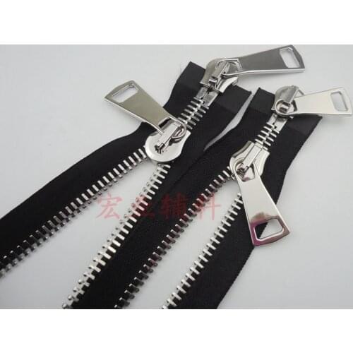 Hot-selling 12# 15# metal ziper for sewing double sliders for high grade clothing 80cm 1piece ring puller free shipping