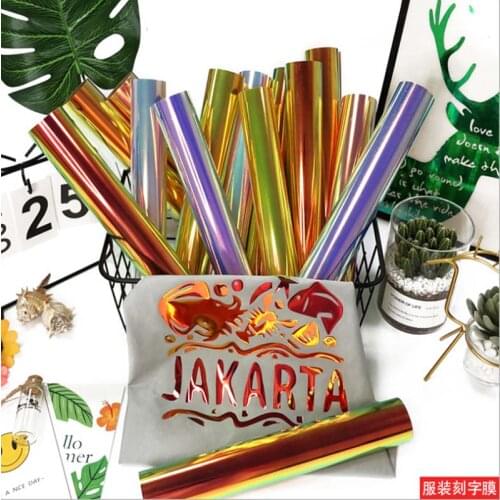 Metal plating rainbow laser hard surface lens bright colorful washable clothing heat transfer DIY lettering film