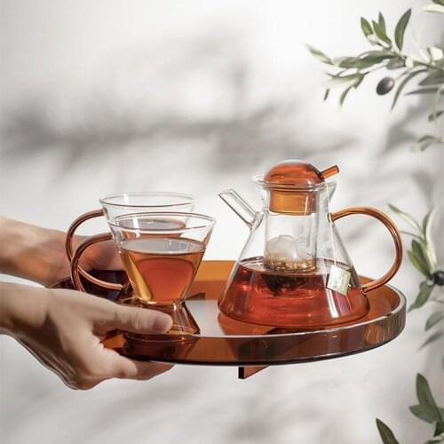 Cutelife Nordic Transparent Heat Resistant Glass Teapot Set Kitchen Cup Coffee Puer Teaware Jasmine Milk Oolong Black Tea Kettle