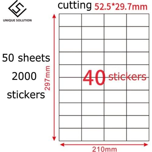 A4 40-up address print label sheets 52.5* 29.7mm 50sheets 2000 stickers label
