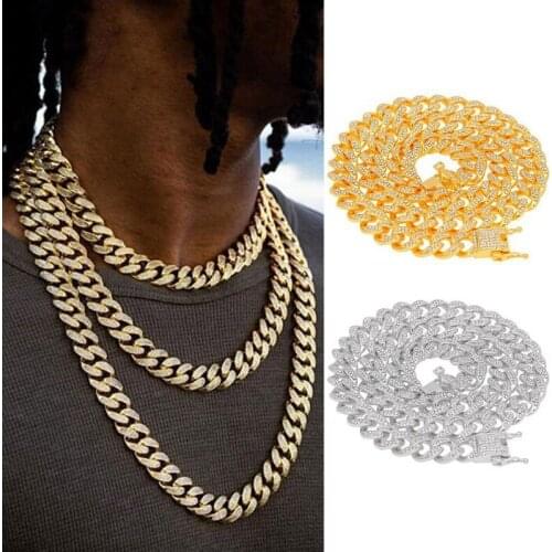 2021 New Fashion Trendy Accessories Mens Hip-Hop Golden Necklaces Studded Large Cuban Chains HIP HOP Jewelry Necklaces