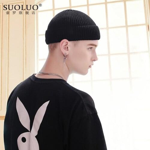 2021 NEW Knitted cuffs, short fisherman hat, mens and womens winter warm hat, watch hat, curled retro skull hat, unisex beanie