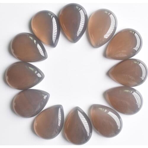 Wholesale 20pcs/lot 25x18mm fashion natural grey onyx drop shape CAB CABOCHON stone beads for jewelry accessories making free