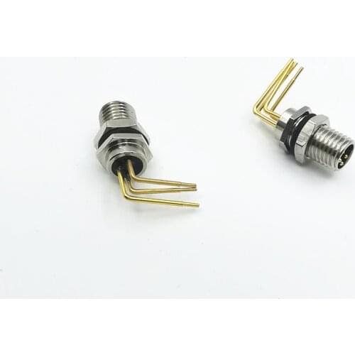 M8 Connector panel front mount 90 degree solder pad PCB board Male&Female 3 4Pin