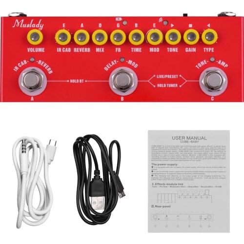 Muslady CUBE BABY Portable Multi-functional Electric Guitar Combined Effects Pedal Built-in Battery with Variety of Functions