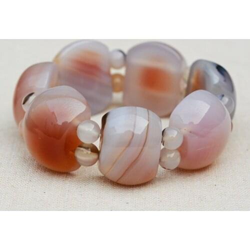 DROP SHIPPING WHOLESALE NATURAL CHALCEDONY BRACELETS HAND STRING BRACELET BANGLES GIFT FOR MEN WOMENS FASHION STONE JEWELRY
