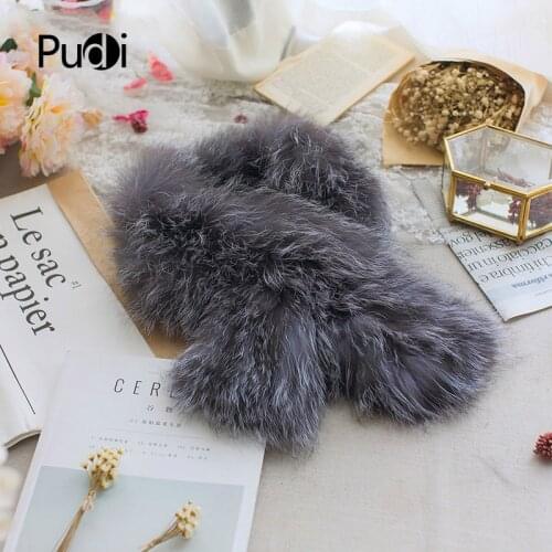 SCM062 Real Fox Fur Knit Knitted Scarf Silver Fox Fur Scarves Genuine Fox Fur Band New Womens Winter Scarf Wraps