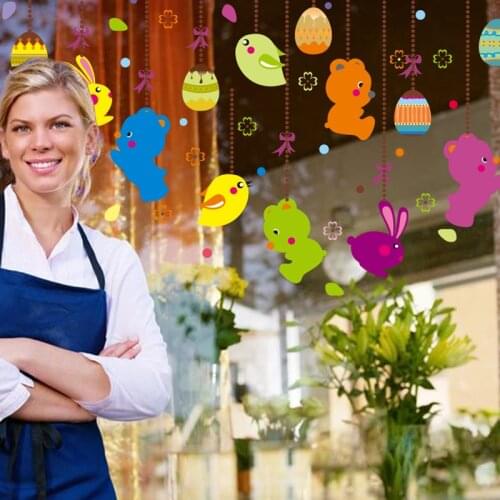 Colorful Drop Ornament Wall Sticker DIY Animal Theme Wall Decals for Kids Room Baby Bedroom Shop Glass Decoration