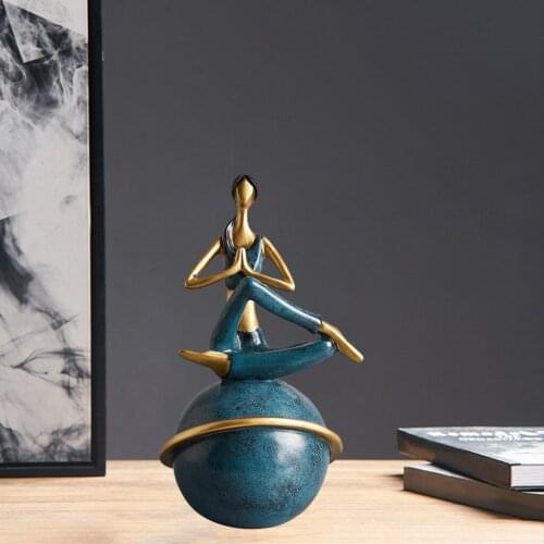 Resin Yoga Figurine Decorative Meditation Yoga Poses Statue Ceramic Yoga Girls Figure Decor Home Yoga Studio Decor Ornament