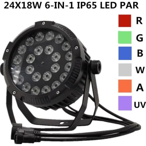 24X18W waterproof Par/ RGBWA+UV 6-in-1 LED PAR LIGHT DMX LED wash light professional stage DJ equipment disco light