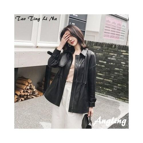 2020 Women Spring Genuine Real Sheep Leather Jacket R8