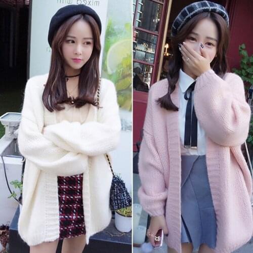 The New 2021 Fashion Solid Vintage Sweater With Cardigans Coat Women loose Short sweater female outerwear coats