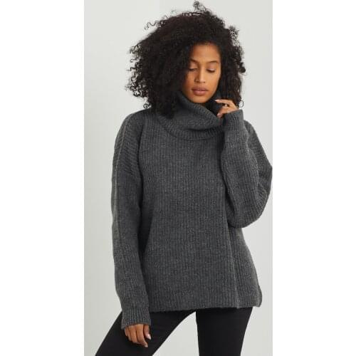 MUQKO Women Gray Color Cowl Neckline Oversize Knitwear Sweater Womens Dress Toppies Vintage Casual 2020 2021