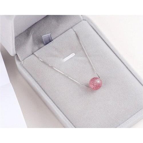11mm Genuine Natural Red Strawberry Quartz One Bead Necklace For Women Femme Charm Crystal With Chain 2018 Newly Stone Necklace