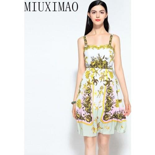 Europe Style 2018 Spring Newest Fashion A-Line Strapless Spaghetti Strap Animal Printed Casual Above Knee Mini Dress Women